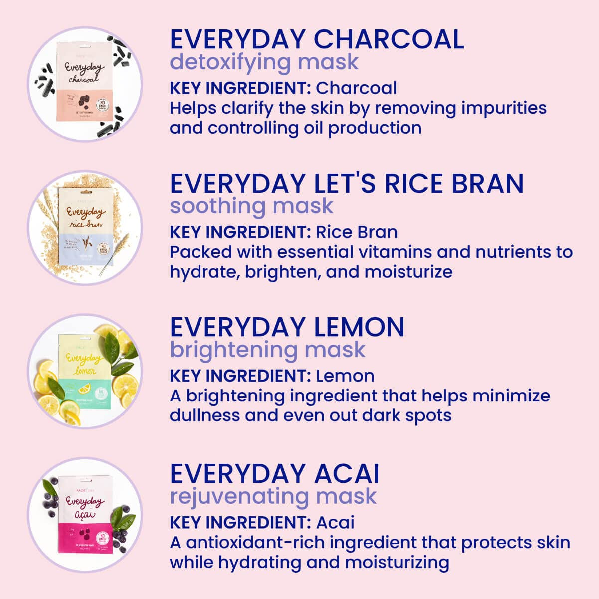 Everyday 8 Korean Face Mask Variety Pack, 16 Count | Sheet Mask Set for All Skin Types, Moisturizing, Brightening, Soothing & Glowing, Gift for Women & Teens, K Beauty Skin Care