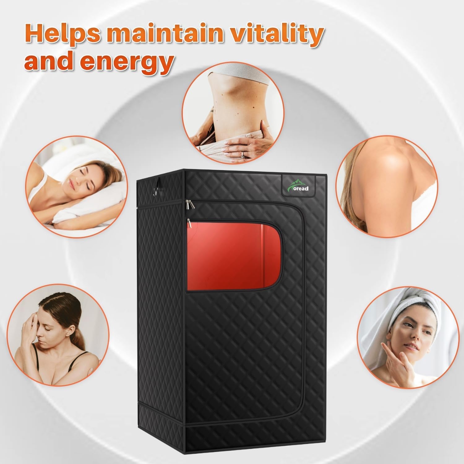 Red Light Infrared Sauna with Red Light Therapy for Home,Portable Red Light Steam Sauna with 3L 1200W Steamer, Adjustable Temperature, Timer Setting, Remote Control, 35.4 * 35.4 * 63"