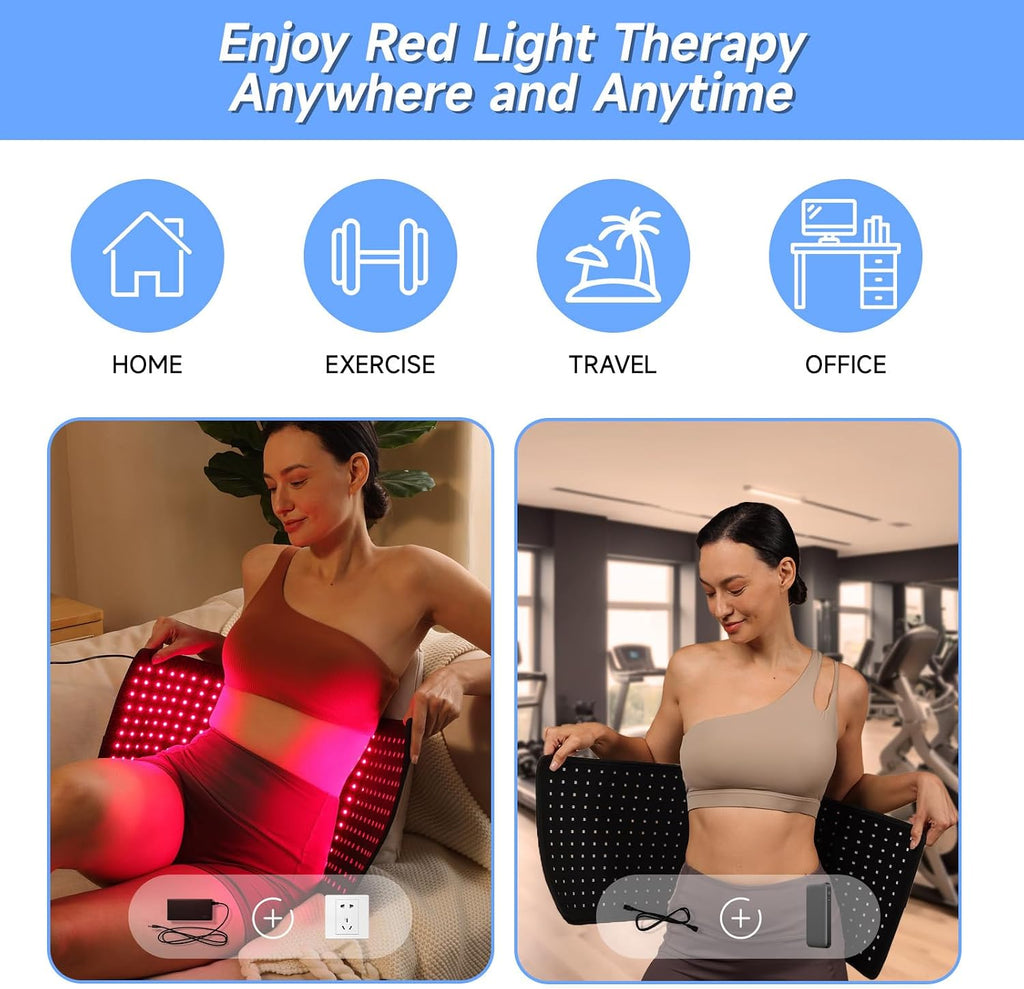 Red Light Infrared Therapy Belt Plus,360Leds, 660Nm Red Light & 850Nm Near-Infrared Light at Home