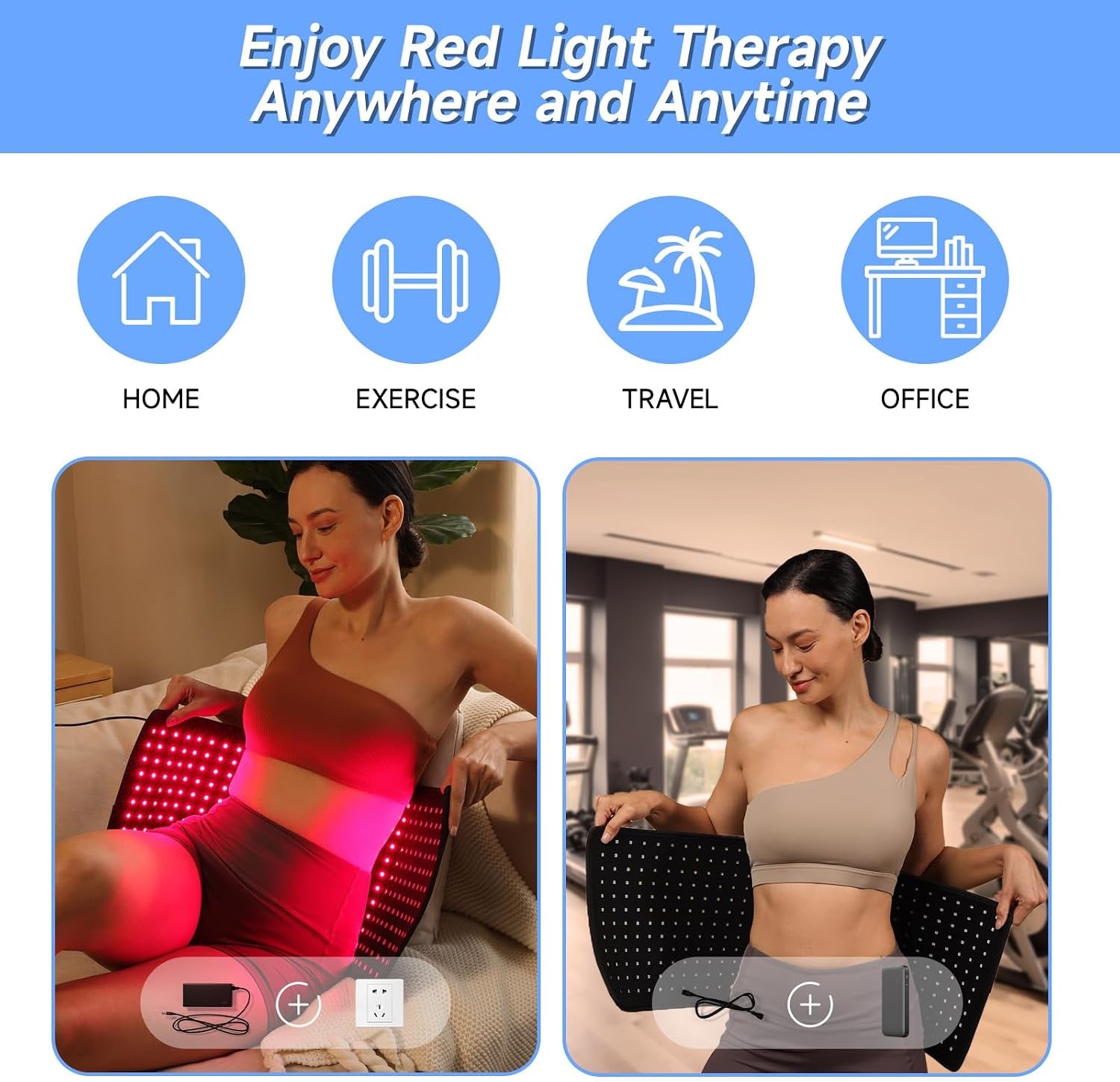 Red Light Infrared Therapy Belt Plus,360Leds, 660Nm Red Light & 850Nm Near-Infrared Light at Home