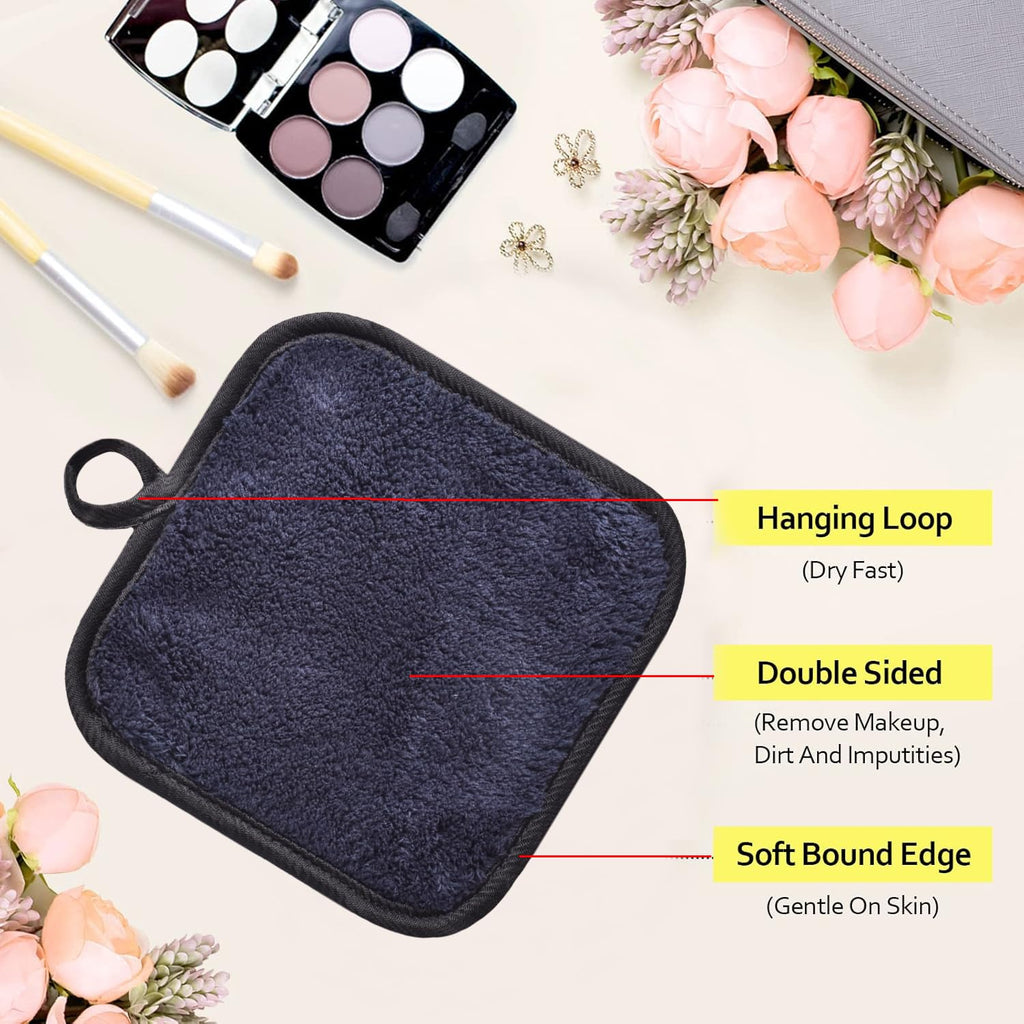 Makeup Remover Cloths Face Pads Reusable Microfiber Facial Cleansing Cloths | Makeup Remover Cloths for Face, Eye, Lips Washcloths