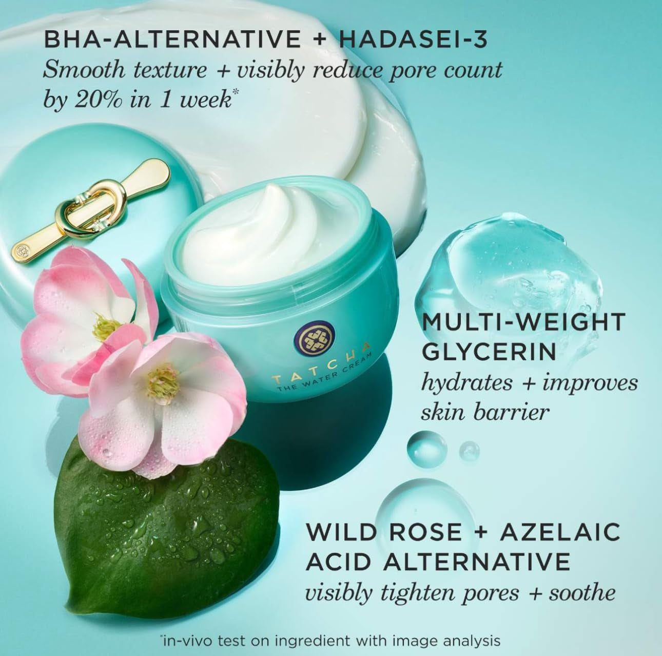 TATCHA the Water Cream | Cream Moisturizer for Face, Optimal Hydration for Pure Poreless Skin
