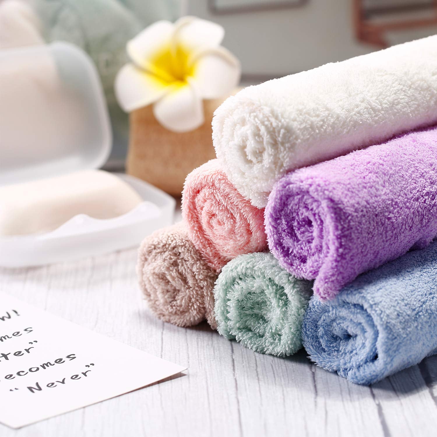 12 Pack Face Towels Reusable Makeup Remover Cloths,Assorted Color | Soft Microfiber Washcloths, 12 X 12 in Facial Cleansing Highly Absorbent Quick Drying Coral Velvet Wash Cloth for Bath Spa