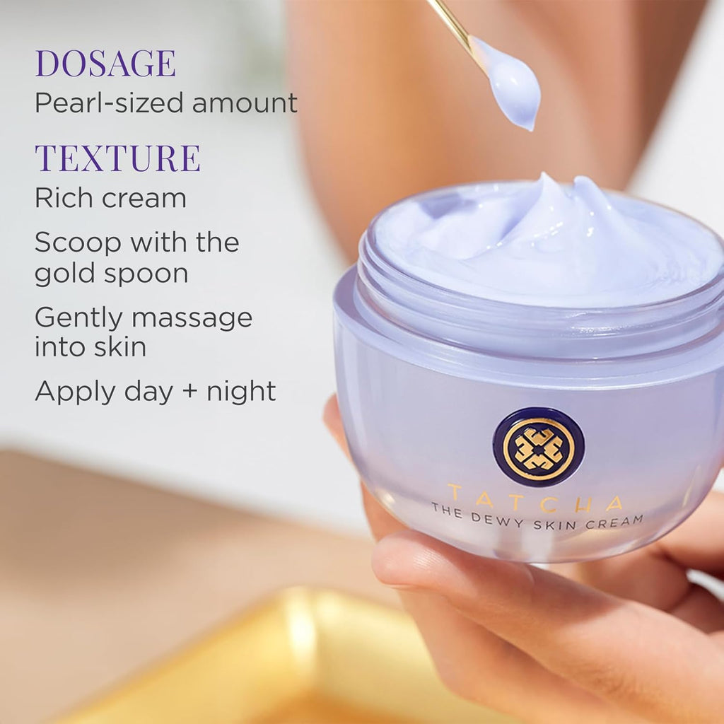 TATCHA the Dewy Skin Cream, Rich Plumping Moisturizer with Hyaluronic Acid | Improves Skin Barrier, Reduces Fine Lines, Plumps, & Hydrates Dry Skin with Hyaluronic Acid, Hadasei-3, & Biomimetic Squalane