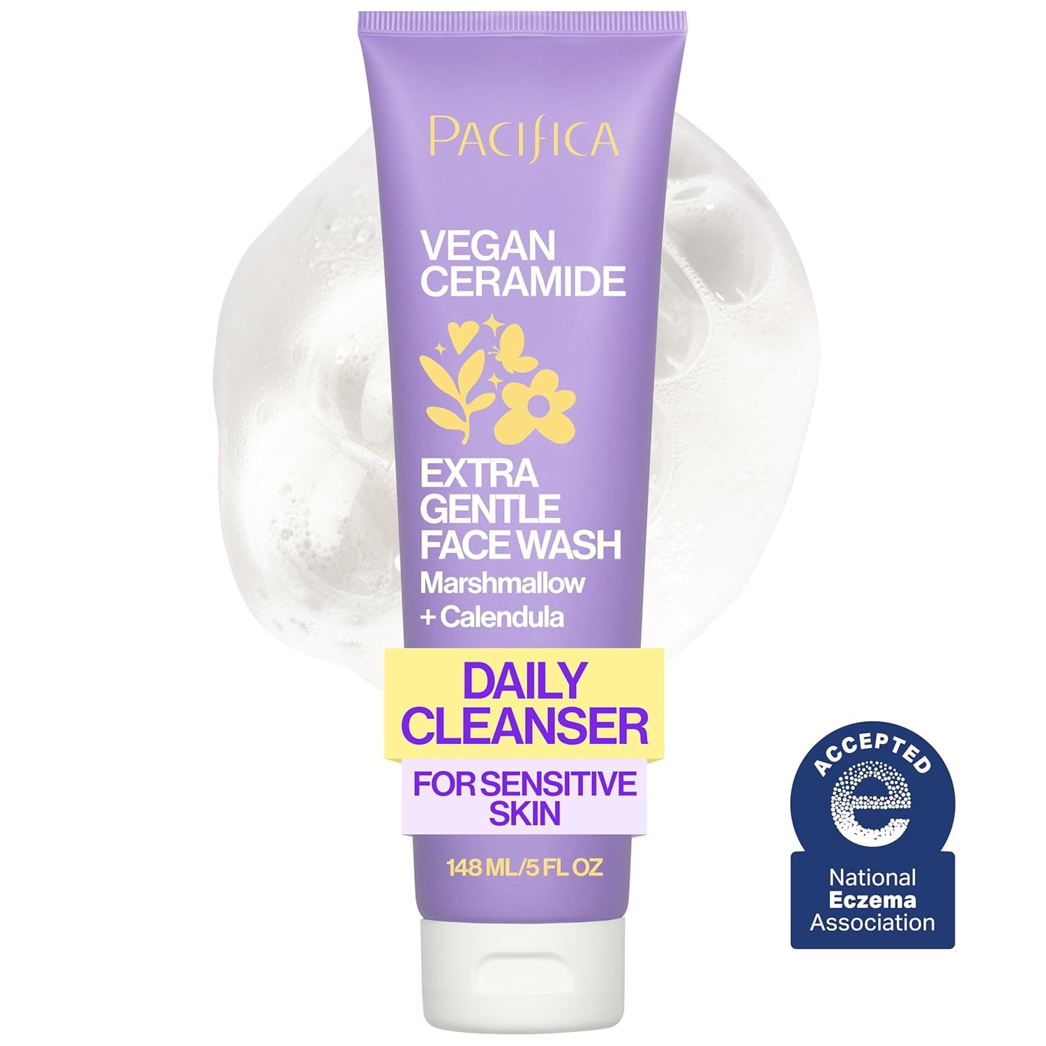 Face Wash for Sensitive Skin Facial Cleanser Vegan Ceramide Barrier Repair Extra Gentle for Daily Fragrance Free for Sensitive Skin, Clean Beauty, Vegan & Cruelty-Free Dermatologist Tested