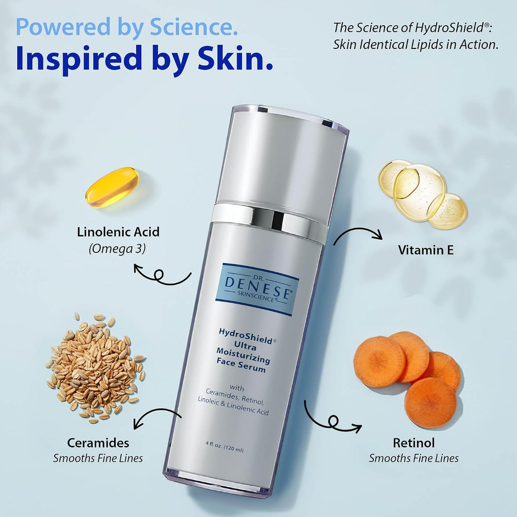 Skinscience Hydroshield Retinol Serum for Face 4 Oz | Dermatologist Tested Hydrating Serum, Contains Retinol and Ceramides for Deep Moisture - Cruelty Free