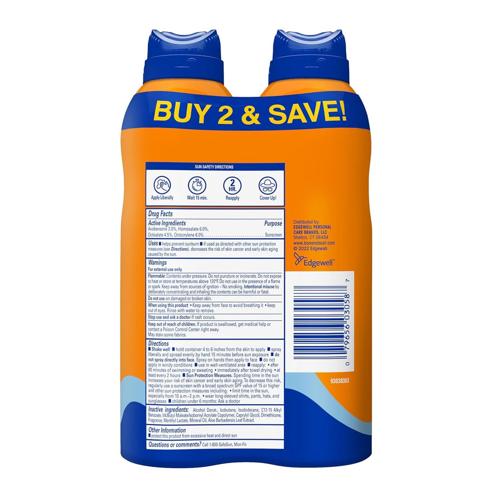 Sport Cool Zone SPF 30 Sunscreen Spray Twin Pack | Spray Sunscreen SPF 30, Sunblock, Oxybenzone Free, 6Oz Each