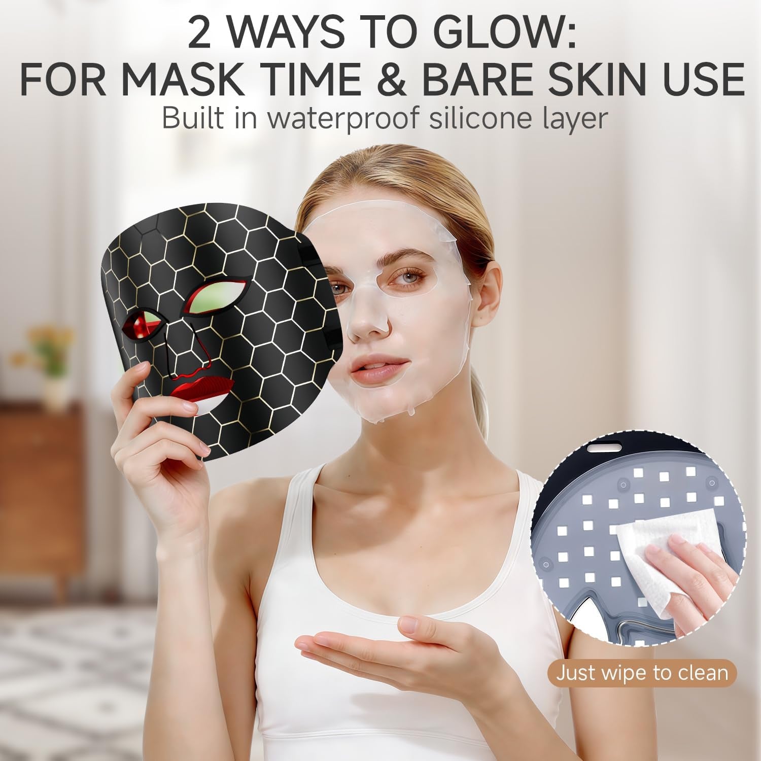 Red Light Therapy Mask for Face,Led Light Therapy Mask FM-01, Portable Red Light Therapy Mask (1PC)