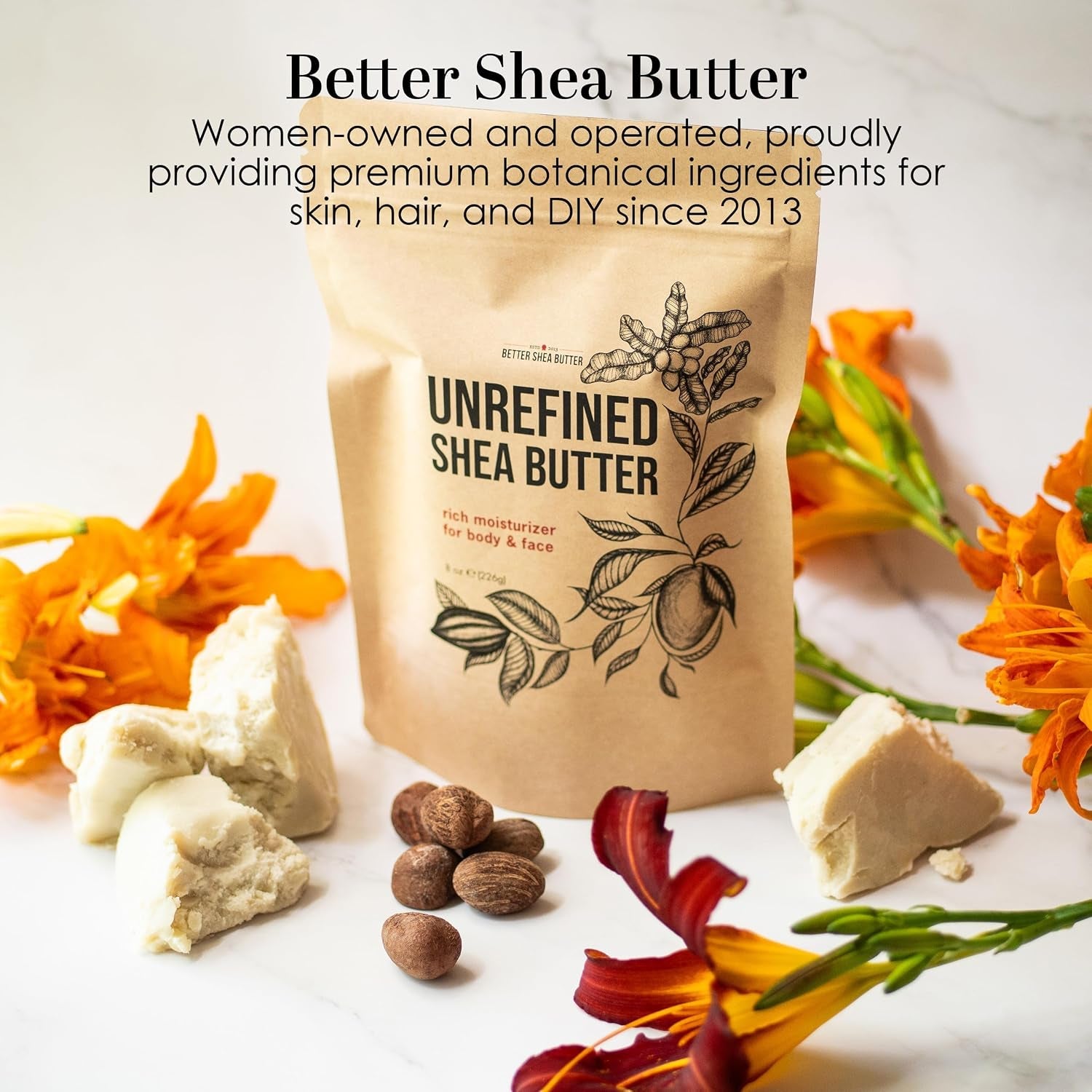 Raw Shea Butter – 100% Pure Unrefined African Shea Butter | Deep Moisturizer for Dry Skin, Hair and Scalp | DIY Body Butter, Lip Balm and Soap Base | Natural Earthy Aroma (1 Lb Block)