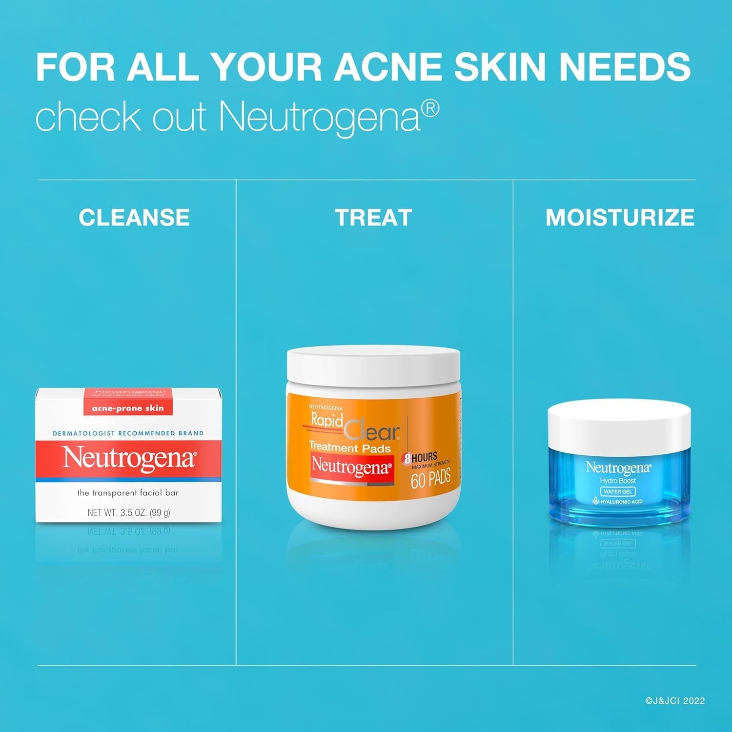 Neutrogena Facial Cleansing Bar for Acne-Prone Skin, Gentle Non-Medicated Daily Cleanser, Non-Comedogenic Transparent Soap with Glycerin, No Dyes or Detergents, 3.5 Oz