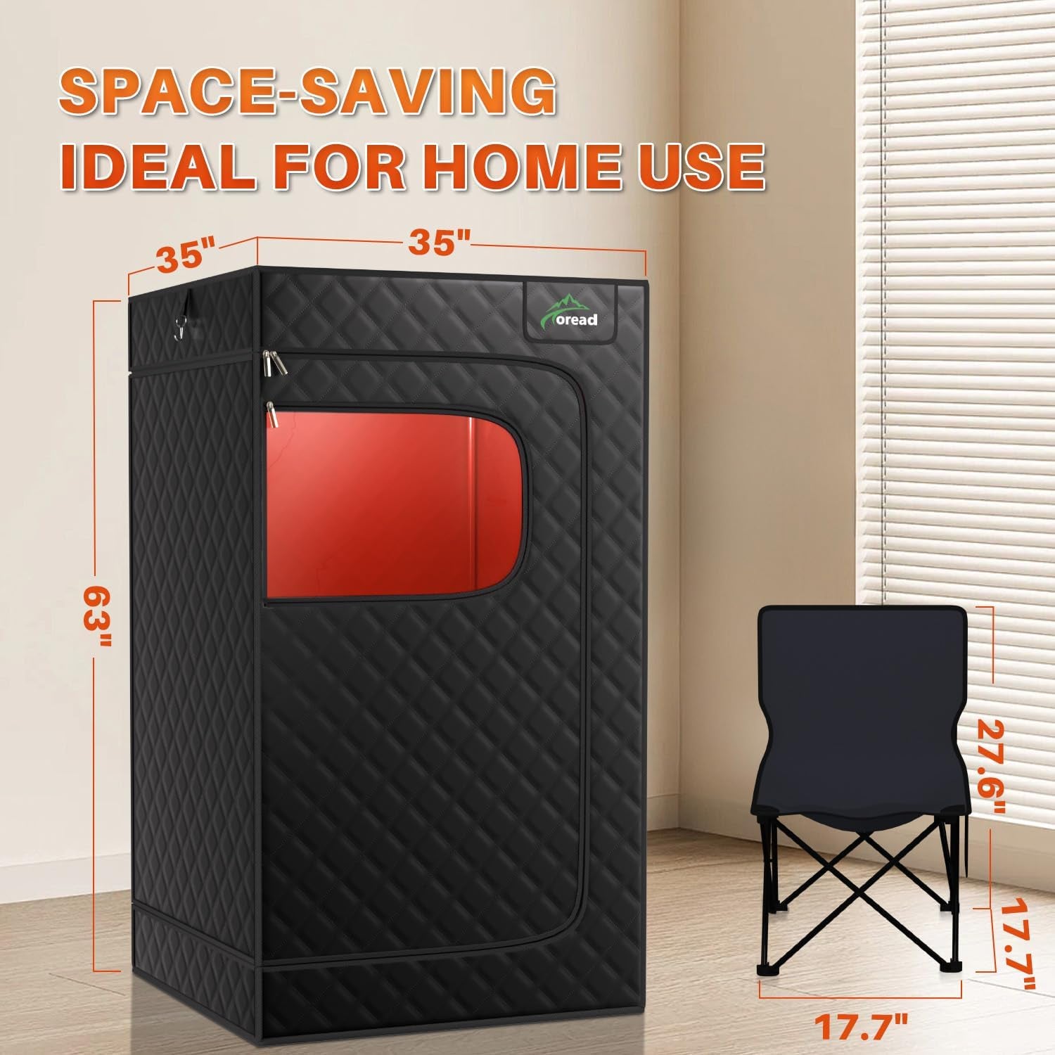 Red Light Infrared Sauna with Red Light Therapy for Home,Portable Red Light Steam Sauna with 3L 1200W Steamer, Adjustable Temperature, Timer Setting, Remote Control, 35.4 * 35.4 * 63"