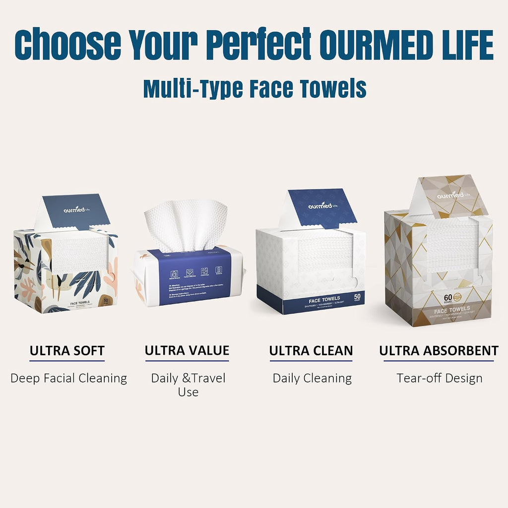 Disposable Face Towels, 10 X 12 in XL Facial Towels, 50 Count | Clinically Tested, Reduce Redness, Skin Soothing, Sensitive Skin Friendly, Biodegradable, Skincare, Women Cleansing,Absorbent