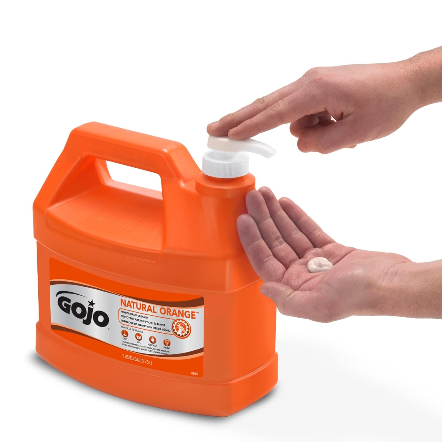 Natural Orange Pumice Hand Cleaner, 1 Gallon, Quick Acting Lotion, Pump Bottle, Pack of 1