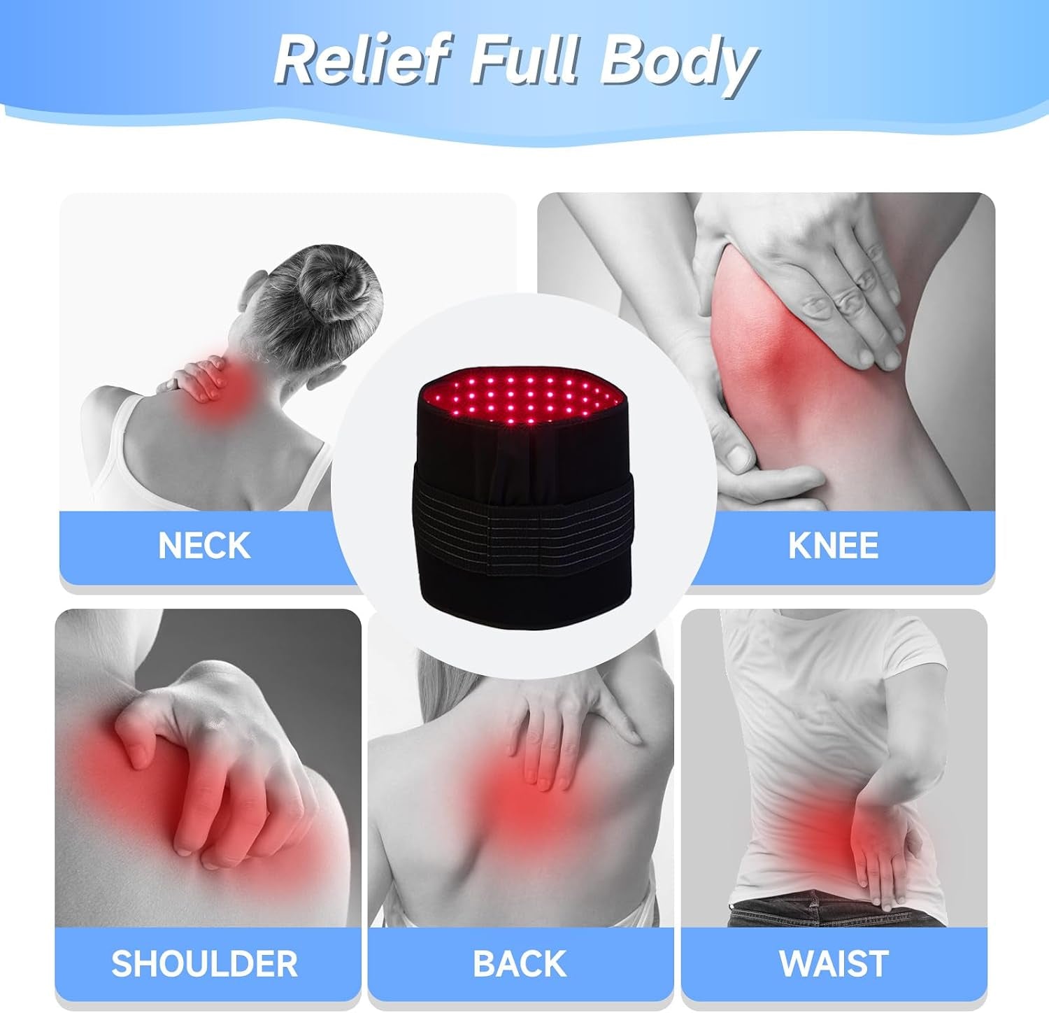Red Light Infrared Therapy Belt Plus,360Leds, 660Nm Red Light & 850Nm Near-Infrared Light at Home
