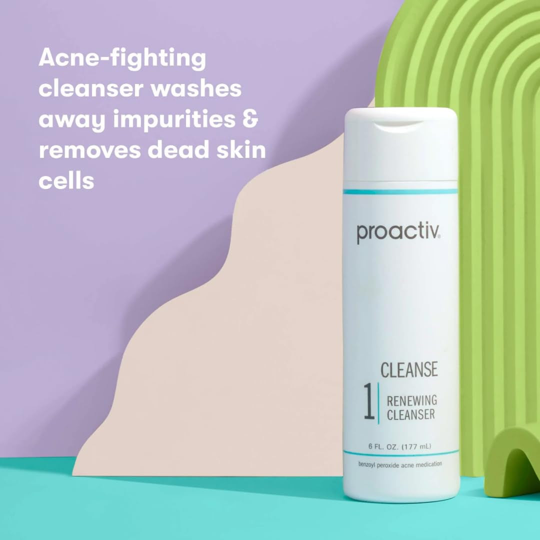 Acne Cleanser - Benzoyl Peroxide Face Wash and Acne Treatment - Daily Facial Cleanser and Hyularonic Acid Moisturizer with Exfoliating Beads - 90 Day Supply, 6 Fl Oz