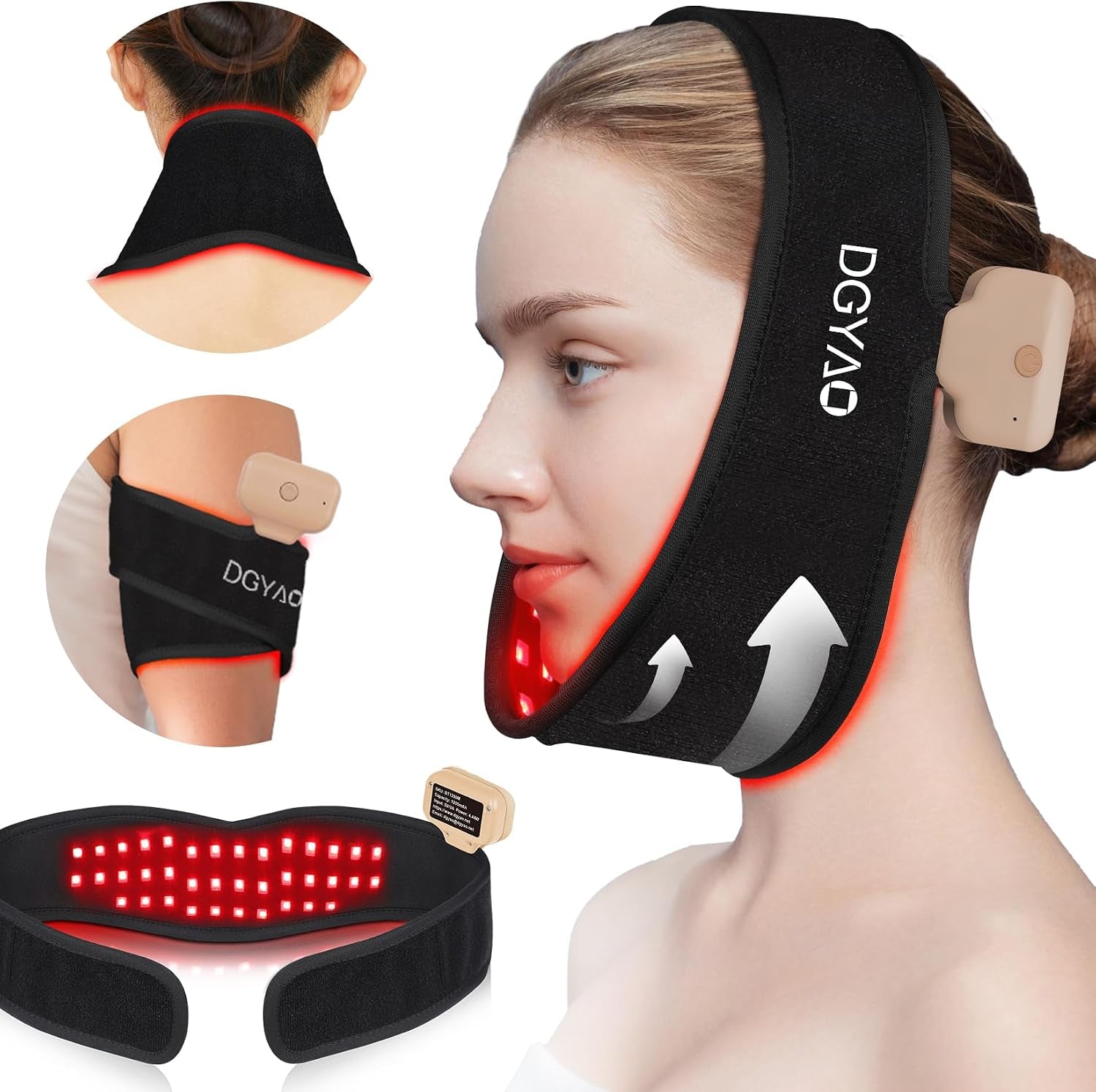 Red Light Therapy Device for Chin, 8 Color LED Red Light Therapy for Neck near Infrared Light Therapy 660Nm 880Nm Led Wrap