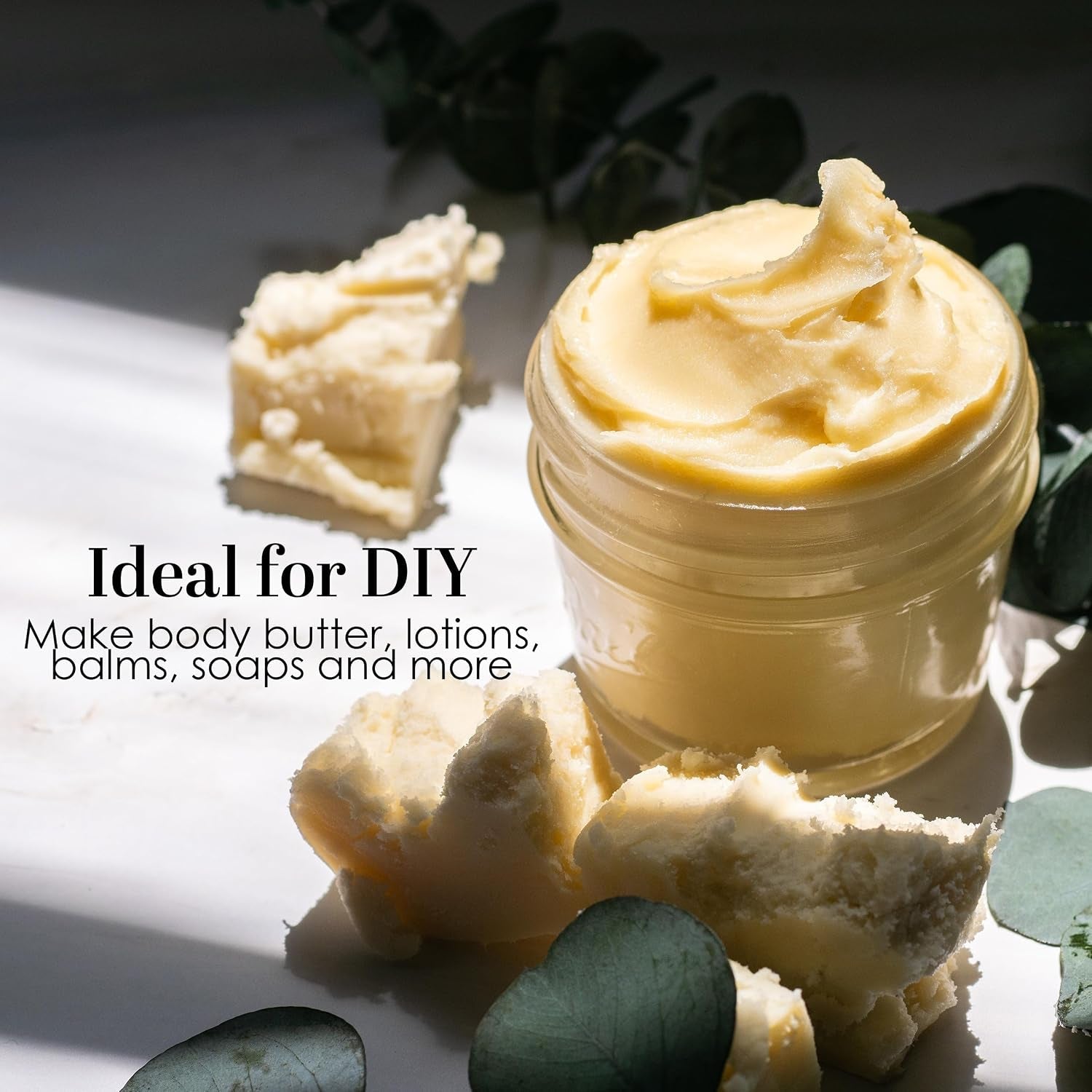Raw Shea Butter – 100% Pure Unrefined African Shea Butter | Deep Moisturizer for Dry Skin, Hair and Scalp | DIY Body Butter, Lip Balm and Soap Base | Natural Earthy Aroma (1 Lb Block)
