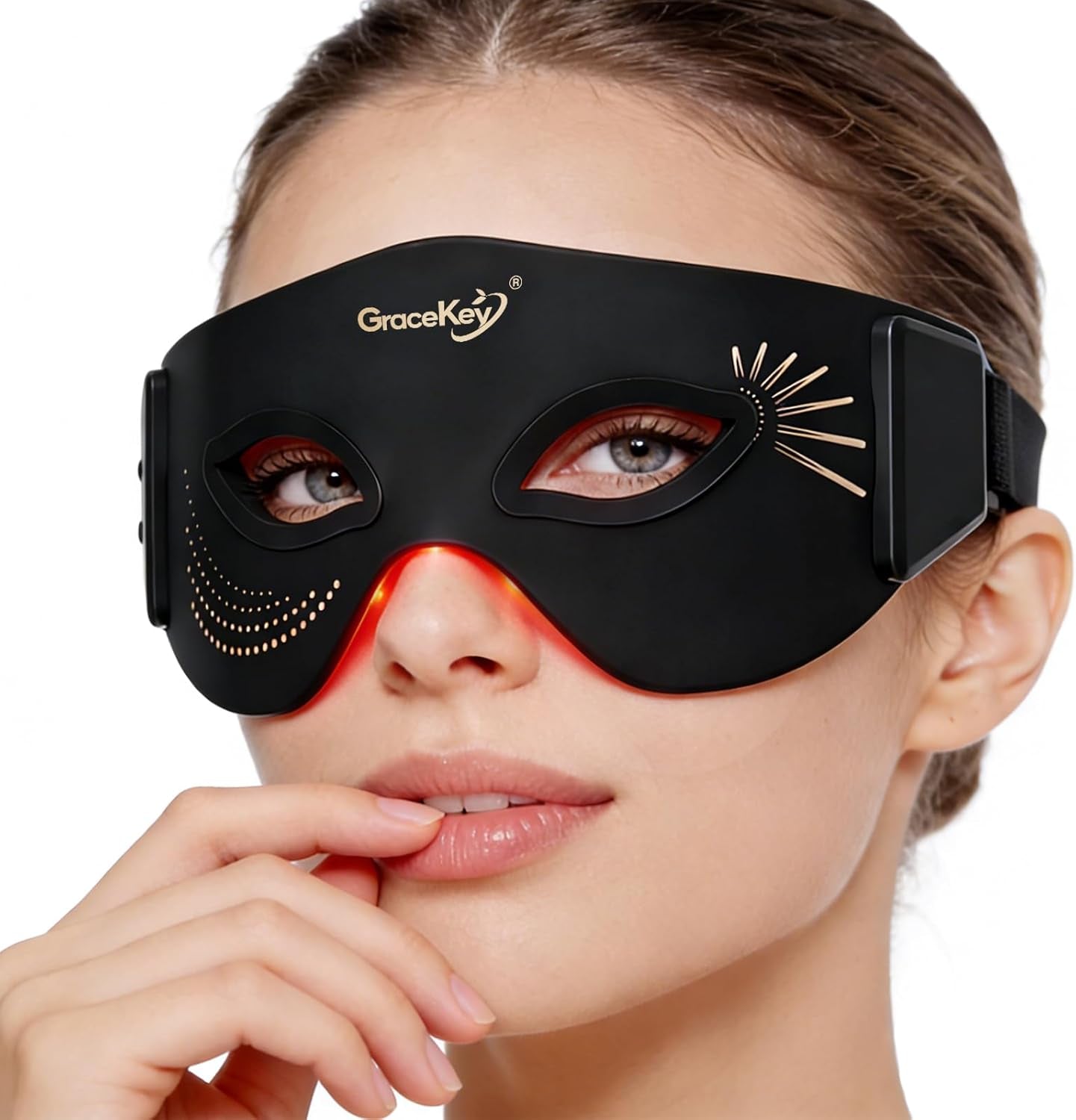 Red Light Therapy Eyes Mask, 3 Colors Modes Red Light Therapy Mask with near Infrared Red Light (NIR) 850Nm, Red Light Eye Mask, Rechargeable under Eye Light Therapy Device for Home Skincare